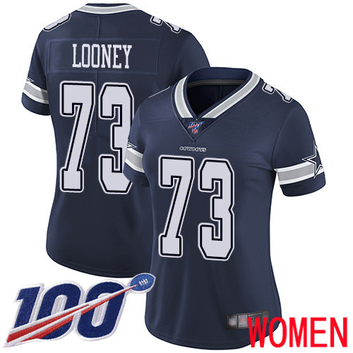 Women Dallas Cowboys Limited Navy Blue Joe Looney Home #73 100th Season Vapor Untouchable NFL Jersey